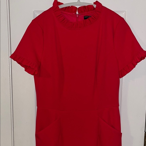 Maggy London Pink Midi Dress with Ruffle Trim - Picture 1 of 8